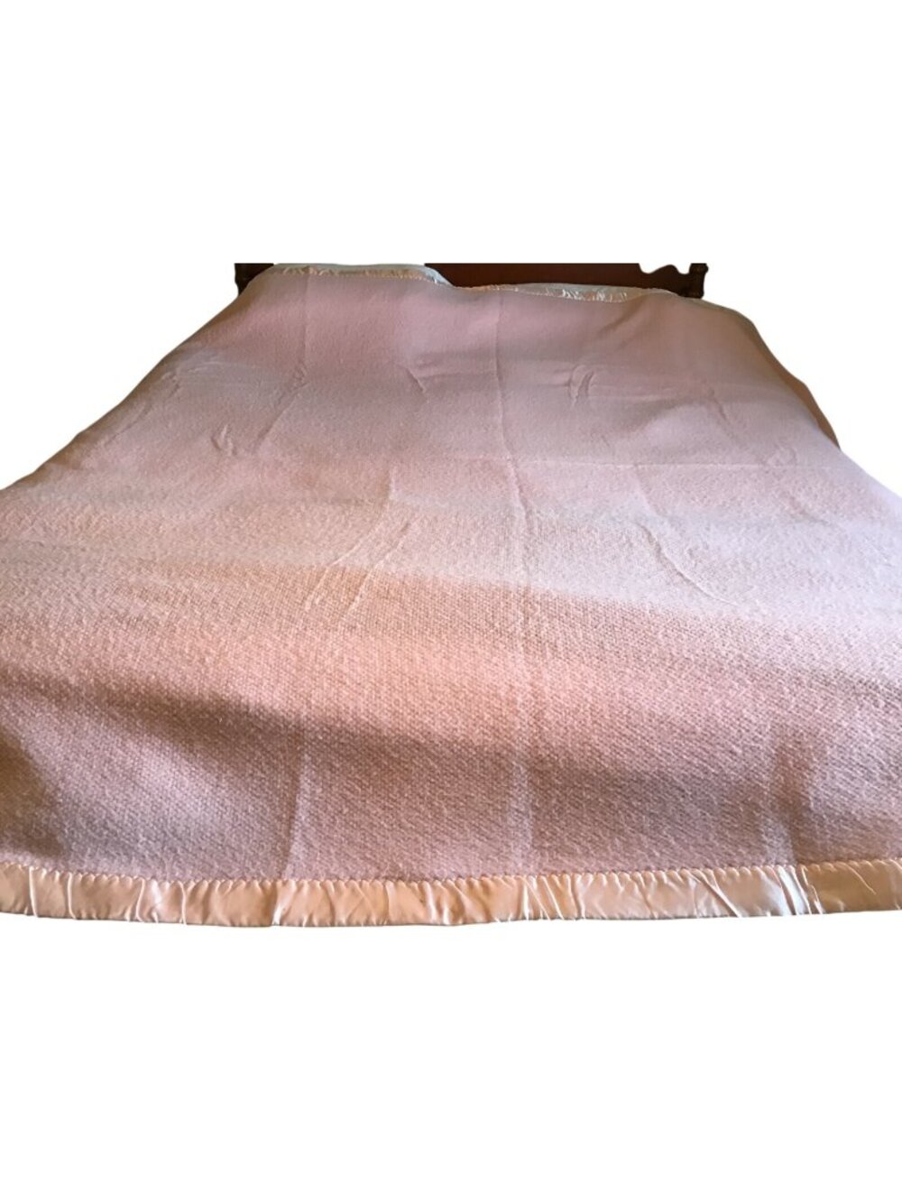 Waffle Thermal Satin Edge Pink Vintage 1980s King Blanket Made in USA